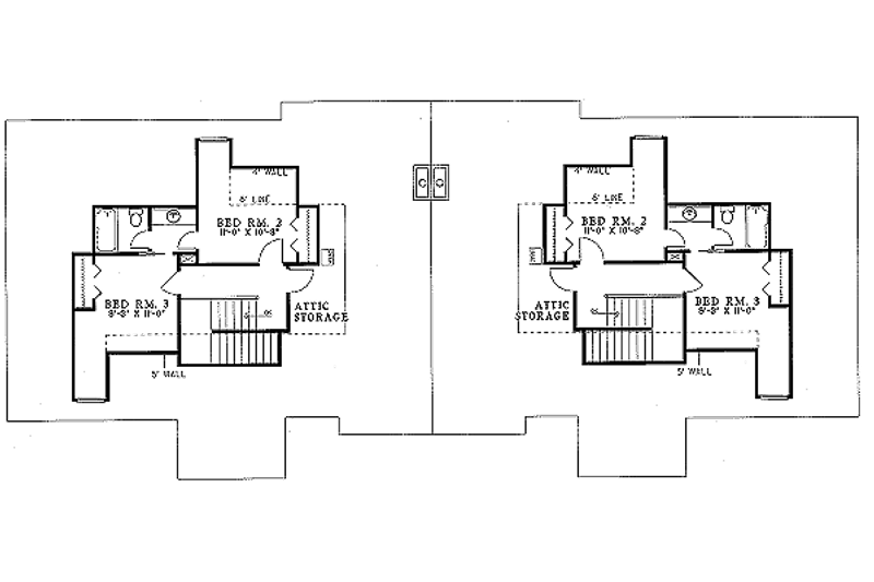 Dream House Plan - Floor Plan - Upper Floor for European House Plan #17-2011 - 2 bed, 2.5 bath