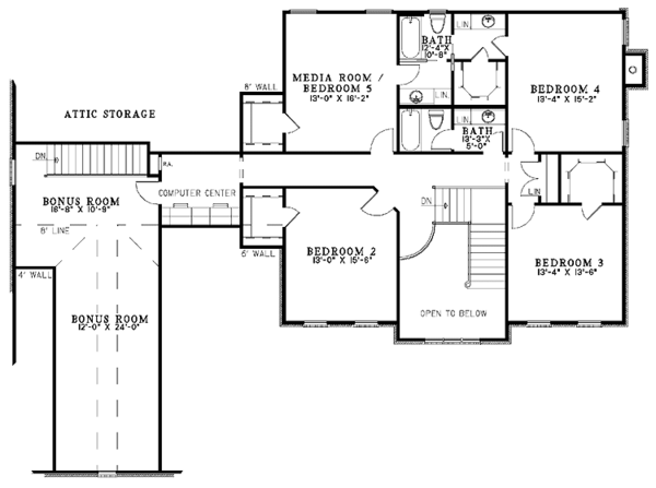 Home Plan - Colonial Floor Plan - Upper Floor Plan #17-2803