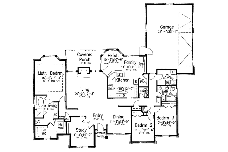 Dream House Plan - Floor Plan - Main Floor for Country House Plan #52-252 - 3 bed, 2.5 bath