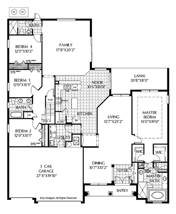 House Plan Design - Mediterranean Floor Plan - Main Floor Plan #999-129