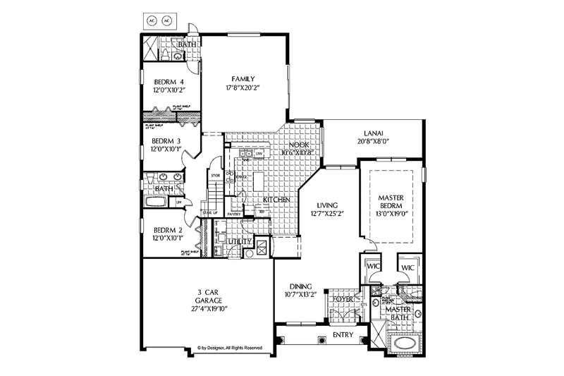 Home Plan - Floor Plan - Main Floor for Mediterranean House Plan #999-129 - 4 bed, 3 bath