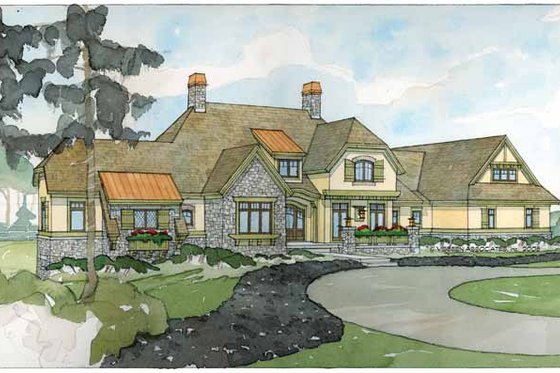 Exterior - Front Elevation 6 for European House Plan #928-66 - 4 bed, 3.5 bath