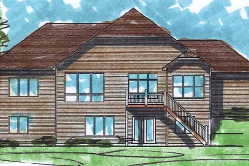 Home Plan - Exterior - Rear Elevation for European House Plan #320-991 - 3 bed, 2.5 bath