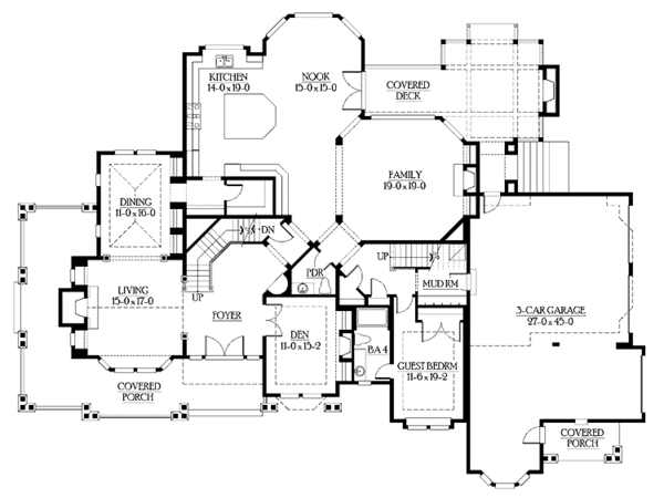 Architectural House Design - Craftsman Floor Plan - Main Floor Plan #132-336