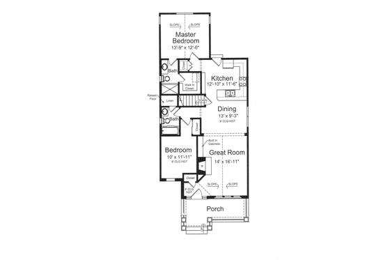 Floor Plan - Main Floor for Craftsman House Plan #46-842 - 2 bed, 2 bath
