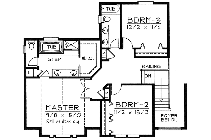 House Blueprint - Floor Plan - Upper Floor for Country House Plan #1037-16 - 3 bed, 2.5 bath