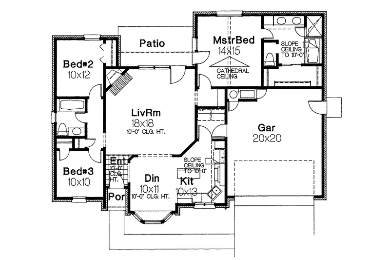 Dream House Plan - Floor Plan - Main Floor for Ranch House Plan #310-1185 - 3 bed, 2 bath