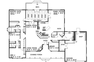 Floor Plan - Main Floor for Traditional House Plan #60-160 - 4 bed, 3.5 bath