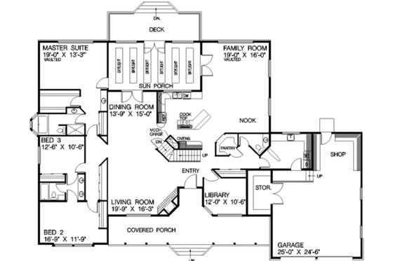Floor Plan - Main Floor for Traditional House Plan #60-160 - 4 bed, 3.5 bath