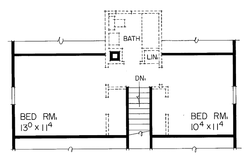 Architectural House Design - Floor Plan - Upper Floor for Colonial House Plan #72-515 - 4 bed, 2 bath