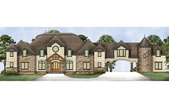Exterior - Front Elevation 7 for Mediterranean House Plan #119-414 - 4 bed, 4.5 bath