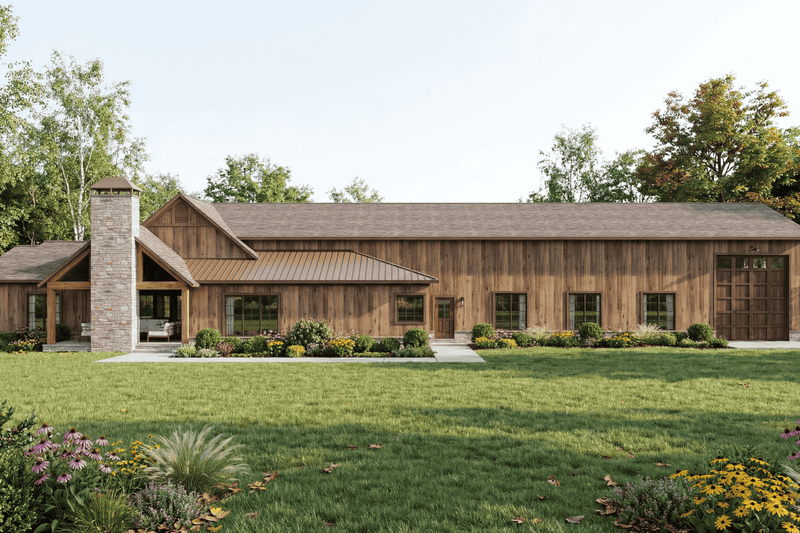 Architectural House Design - Exterior - Rear Elevation for Barndominium House Plan #923-456 - 4 bed, 2.5 bath