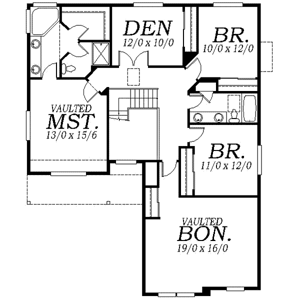 Traditional Floor Plan - Upper Floor Plan #130-121