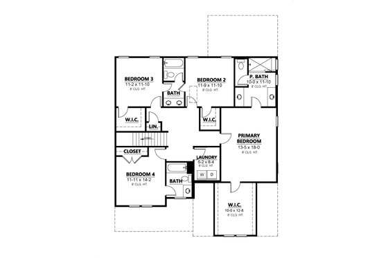 Traditional Floor Plan - Upper Floor Plan #1080-4