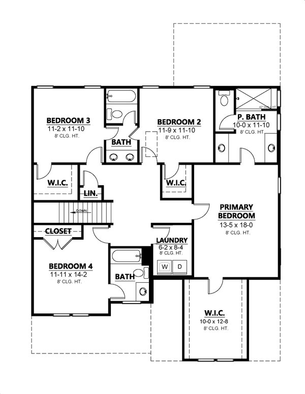 House Design - Traditional Floor Plan - Upper Floor Plan #1080-4