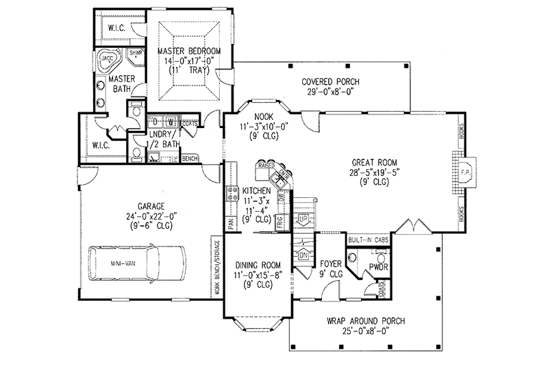 Dream House Plan - Floor Plan - Main Floor for Country House Plan #11-252 - 4 bed, 3 bath