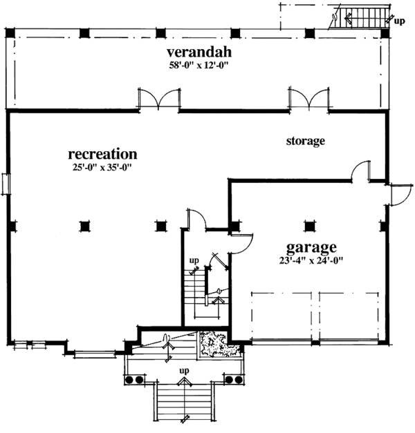 House Design - Country Floor Plan - Lower Floor Plan #930-74