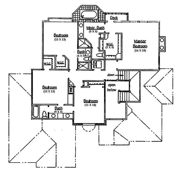 Dream House Plan - Traditional Floor Plan - Upper Floor Plan #945-55