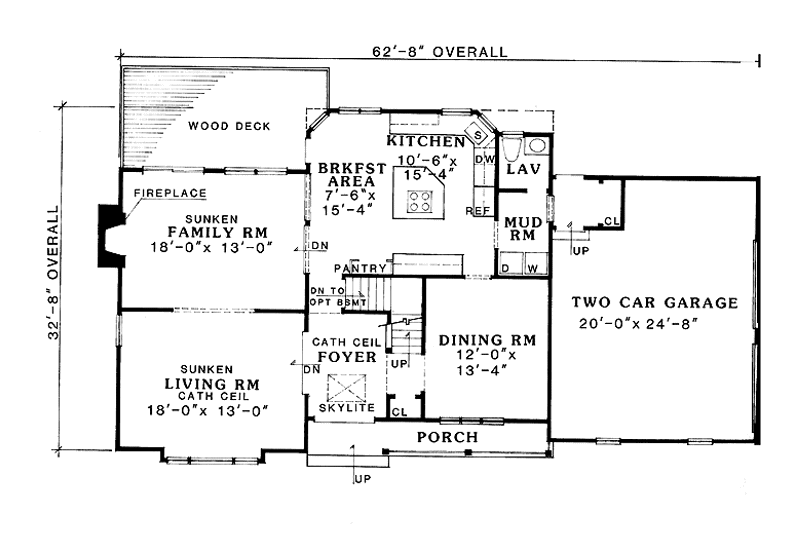 House Blueprint - Floor Plan - Main Floor for Country House Plan #456-102 - 4 bed, 2.5 bath