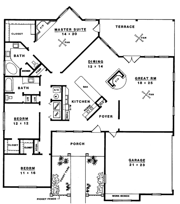 House Design - Country Floor Plan - Main Floor Plan #14-259
