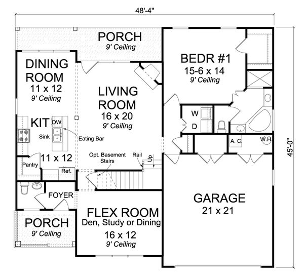 Architectural House Design - Traditional Floor Plan - Main Floor Plan #513-2081