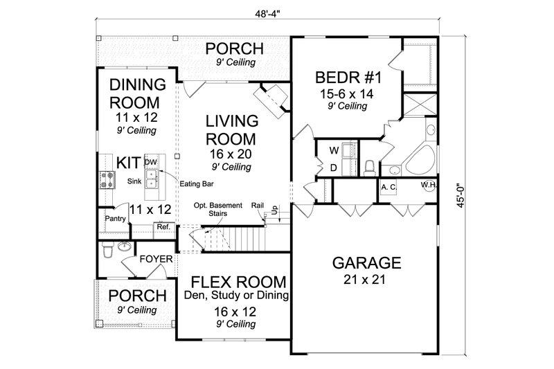 Home Plan - Floor Plan - Main Floor for Traditional House Plan #513-2081 - 3 bed, 2.5 bath
