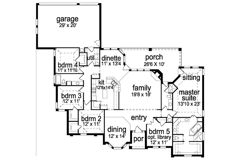 Home Plan - Floor Plan - Main Floor for Country House Plan #84-647 - 5 bed, 3 bath