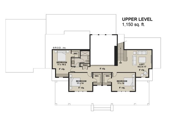 Floor Plan - Upper Floor for Farmhouse House Plan #51-1451 - 5 bed, 3.5 bath