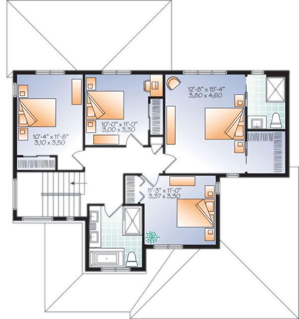 Craftsman Floor Plan - Upper Floor Plan #23-2704