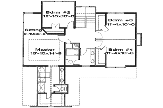 Floor Plan - Upper Floor for Traditional House Plan #6-144 - 4 bed, 2.5 bath