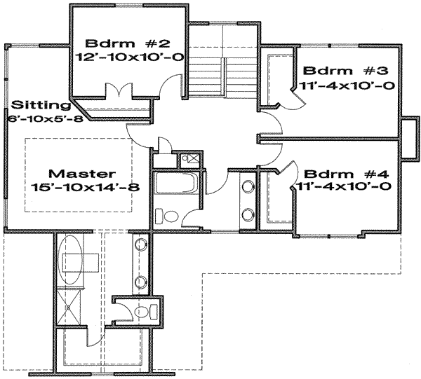 Traditional Floor Plan - Upper Floor Plan #6-144