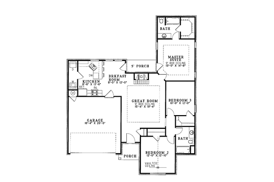 Floor Plan - Main Floor for Ranch House Plan #17-2796 - 3 bed, 2 bath