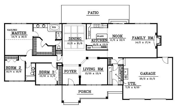 Ranch Floor Plan - Main Floor Plan #100-405