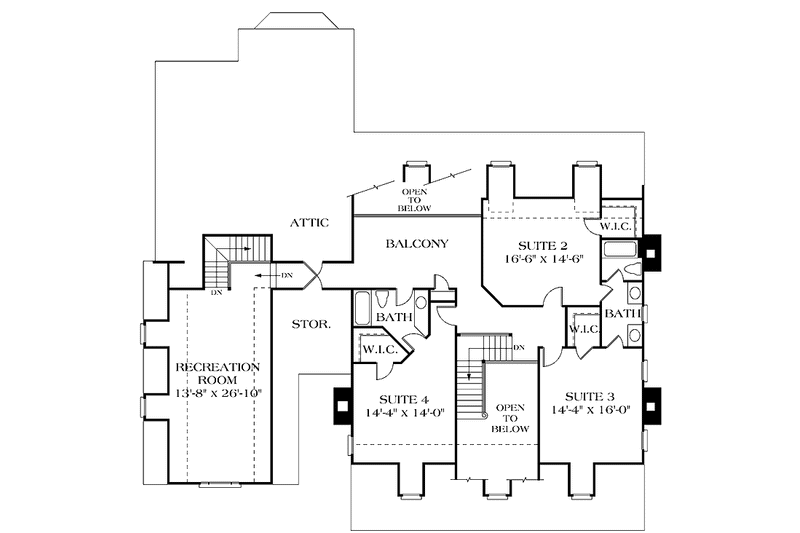 Home Plan - Floor Plan - Upper Floor for Classical House Plan #453-311 - 4 bed, 3.5 bath