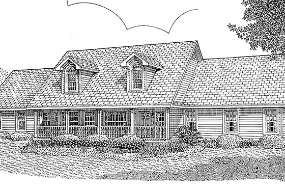 Exterior - Front Elevation 3 for Country House Plan #11-247 - 3 bed, 2.5 bath