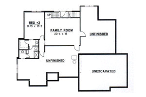 Floor Plan - Lower Floor for European House Plan #67-317 - 3 bed, 3 bath
