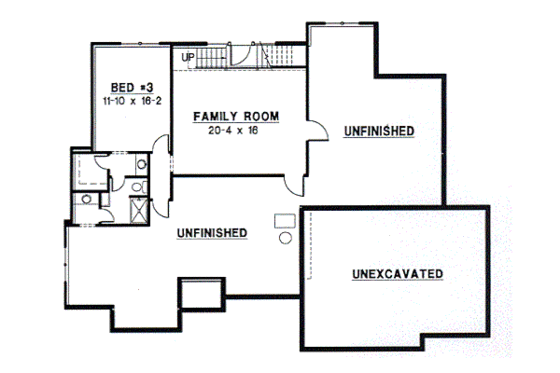 Floor Plan - Lower Floor for European House Plan #67-317 - 3 bed, 3 bath
