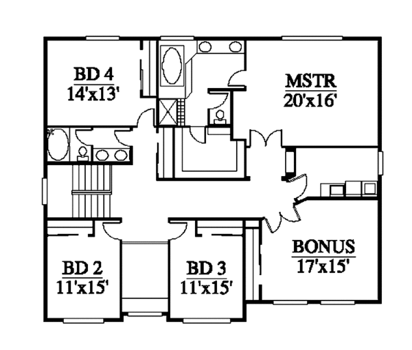 Home Plan - Craftsman Floor Plan - Upper Floor Plan #951-1