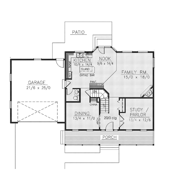 House Plan Design - Country Floor Plan - Main Floor Plan #1037-31