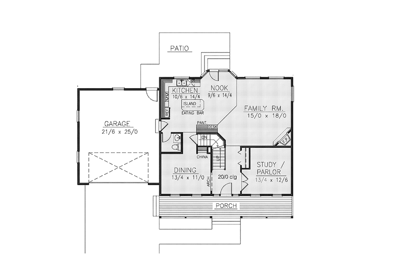 House Plan Design - Floor Plan - Main Floor for Country House Plan #1037-31 - 3 bed, 2.5 bath