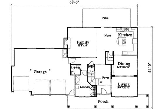 Floor Plan - Main Floor for Traditional House Plan #78-202 - 4 bed, 2.5 bath