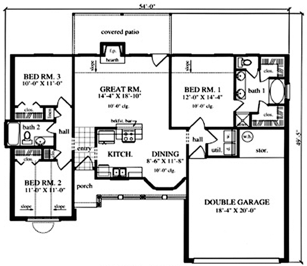 Home Plan - Country Floor Plan - Main Floor Plan #42-664