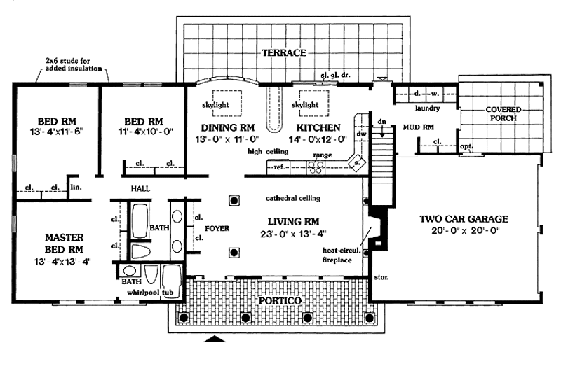 Home Plan - Floor Plan - Main Floor for Country House Plan #456-41 - 3 bed, 2 bath