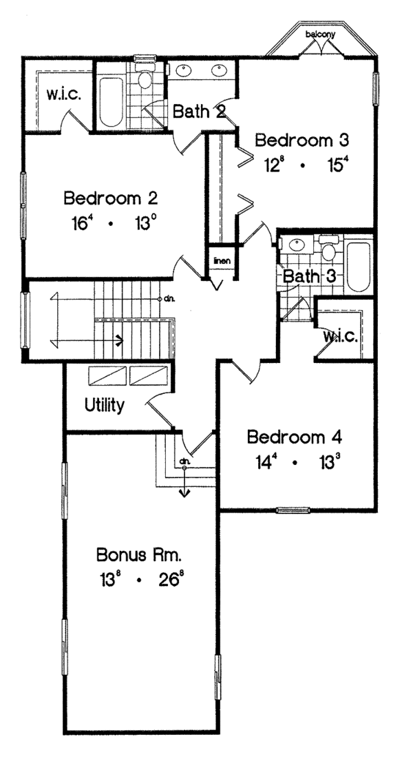 Home Plan - Traditional Floor Plan - Upper Floor Plan #417-793