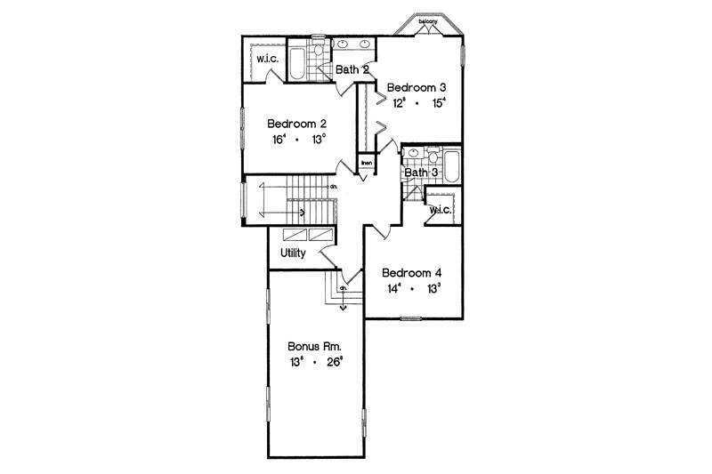 Home Plan - Floor Plan - Upper Floor for Traditional House Plan #417-793 - 4 bed, 4 bath