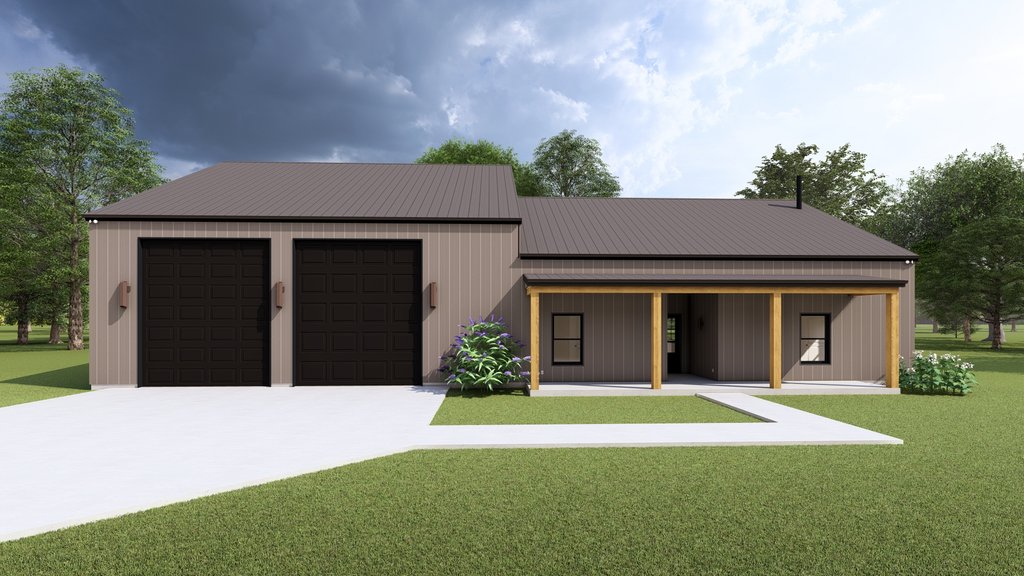 Exterior - Front Elevation 2 for Barndominium House Plan #1127-14 - 3 bed, 2.5 bath