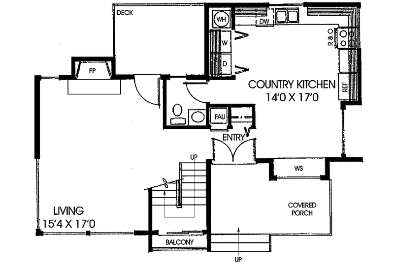 Home Plan - Floor Plan - Main Floor for Contemporary House Plan #60-729 - 3 bed, 1.5 bath