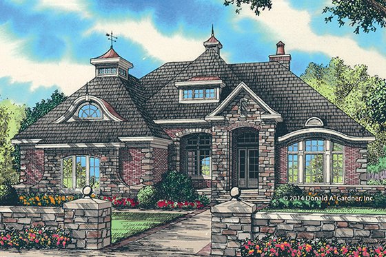 Exterior - Front Elevation 3 for European House Plan #929-987 - 3 bed, 3 bath