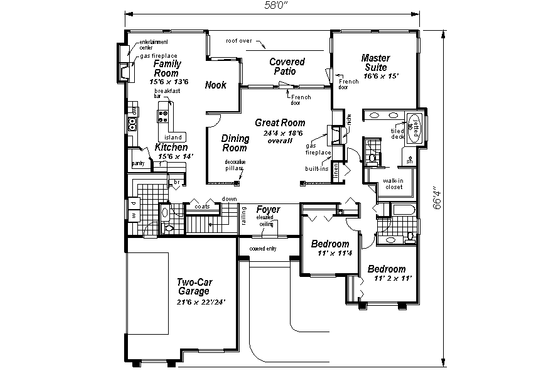 Floor Plan - Main Floor for Mediterranean House Plan #18-1060 - 3 bed, 3 bath