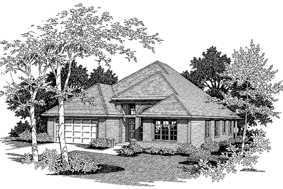 Exterior - Front Elevation 3 for Mediterranean House Plan #48-716 - 3 bed, 2.5 bath